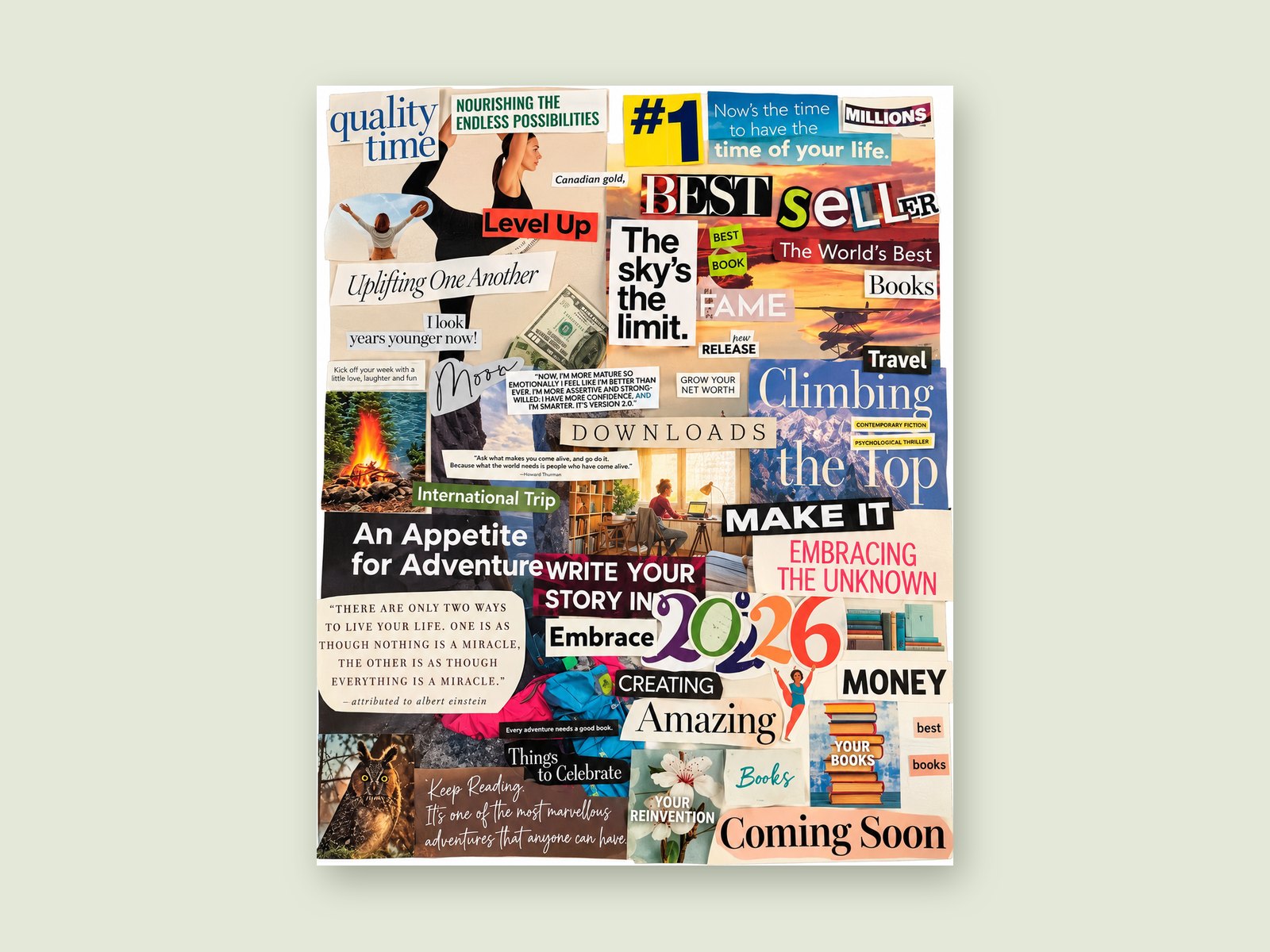 A finished vision board, unframed